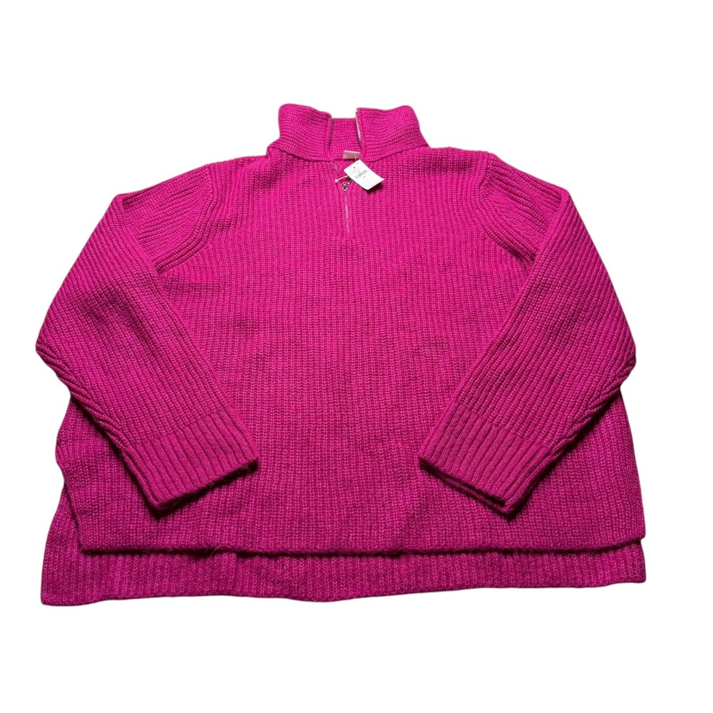 GAP Sweater Magenta Shaker Knit Quarter-Zip Women's XXL New With Tags Colorful